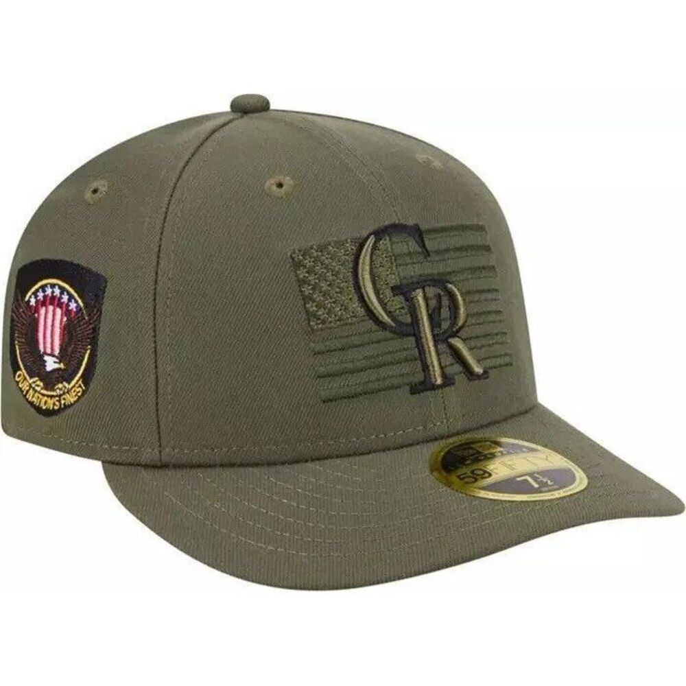 New Era Colorado Rockies 2023 Armed Forces Day Green 59FIFTY‎ Low Profile 7 1/2